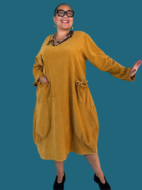 Transparente Big Pocket Dress (Mustard)