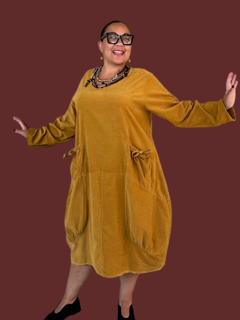 Transparente Big Pocket Dress (Mustard)