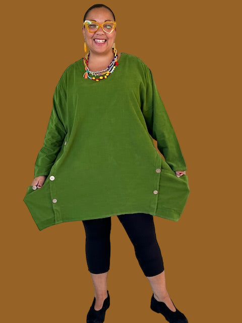 Transparente Black Corduroy Side Button Top (Black, Red, or Green)