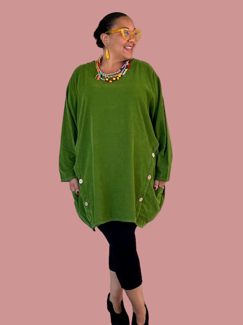 Transparente Black Corduroy Side Button Top (Black, Red, or Green)