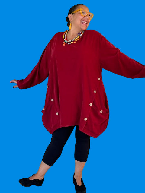 Transparente Black Corduroy Side Button Top (Black, Red, or Green)