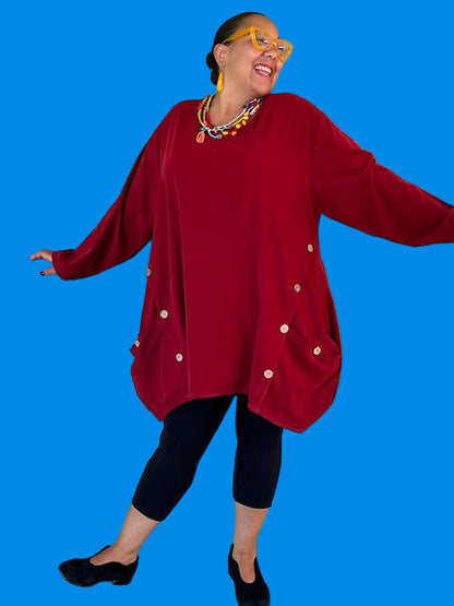 Transparente Corduroy Side Button Top (Black, Red, or Green)