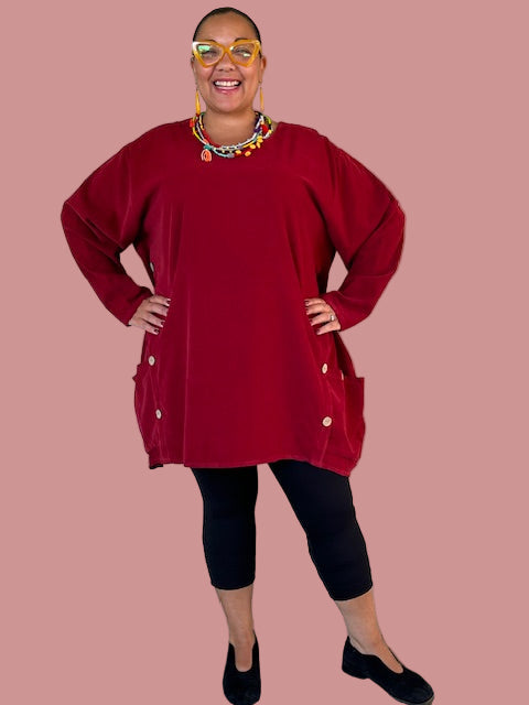 Transparente Black Corduroy Side Button Top (Black, Red, or Green)