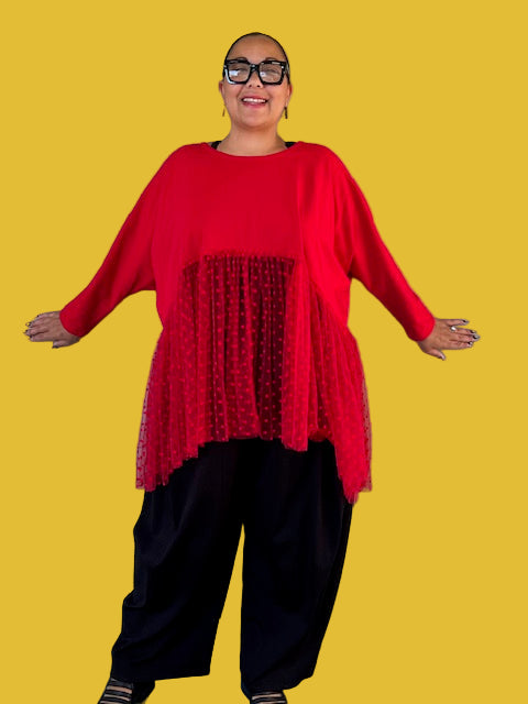 Cheyenne Red Ruffle Top