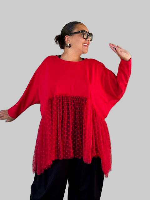 Cheyenne Red Ruffle Top