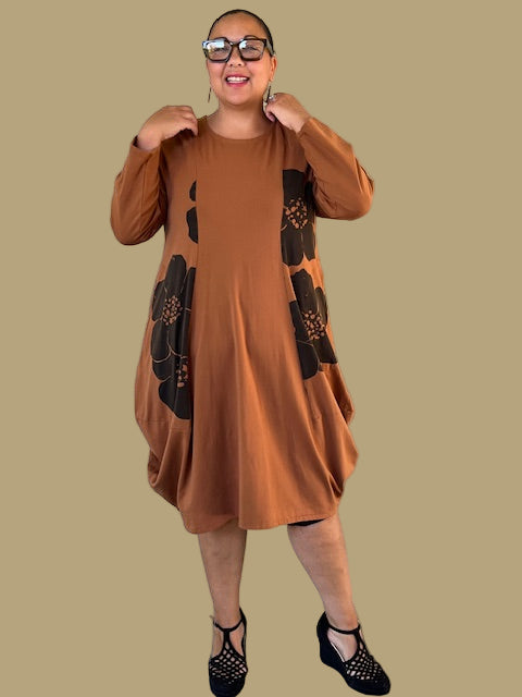 Cheyenne 100% Cotton Camel Flower Dress