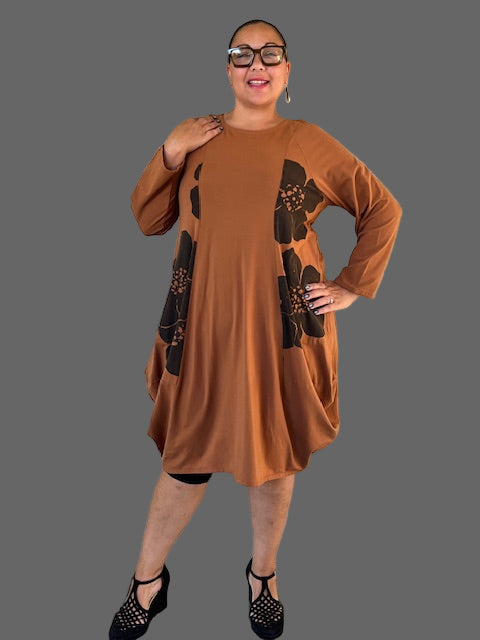 Cheyenne 100% Cotton Camel Flower Dress
