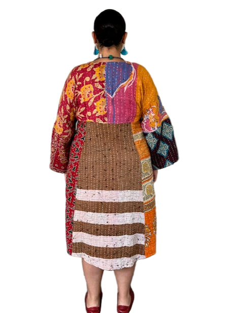 Reversible Upcycled 100% Saris Kantha Dress