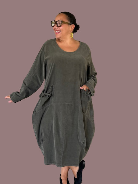 Transparente  Big Pocket Dress (Olive)