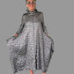 Silver Mock Neck Swing Dress