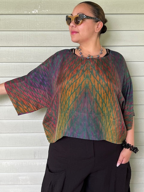 DTH 100% Hand Dyed Silk Boxy Top (Nightfall)