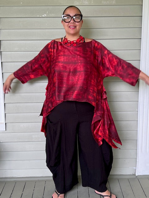 DTH 100% Hand Dyed Silk Ruby Red Top