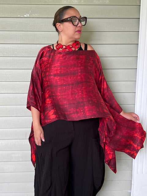 DTH 100% Hand Dyed Silk Ruby Red Top