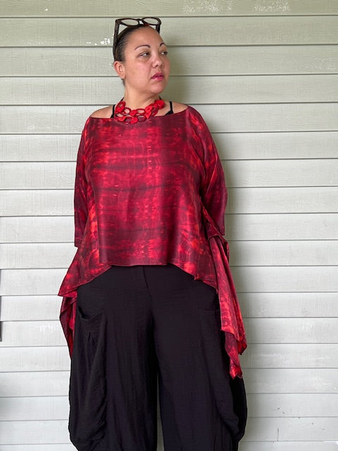 DTH 100% Hand Dyed Silk Ruby Red Top