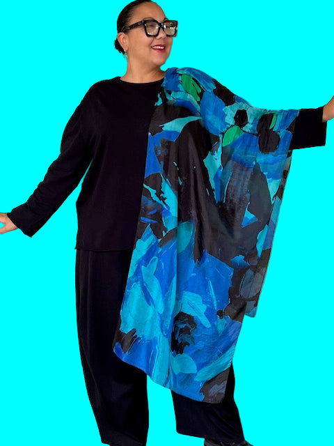 Willamina 100% Silk Scarf (Blue, Red, Green)