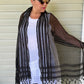 Black Silk Blend Windowpane Scarf