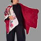 Lacy Reversible Ruana Wrap (Red/Cream)