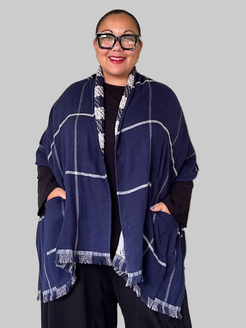 Riya Reversible Plaid Kimono Jacket
