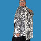 Herring Bone Sweater Jacket Wrap Coat with Scarf