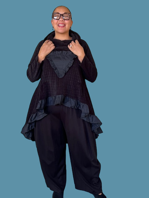 Vanite Couture Black Hi Low Sweater Tunic