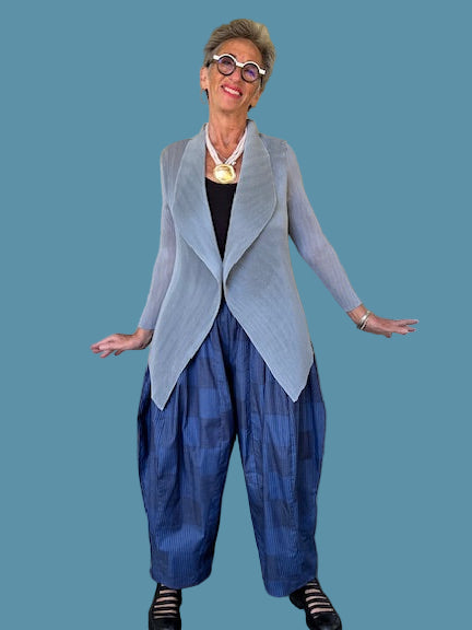 DTH 100% Cotton Tribal Print Denim Seamed Pants