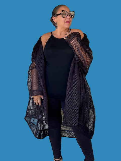 Kedem Irene Black Mesh Coat