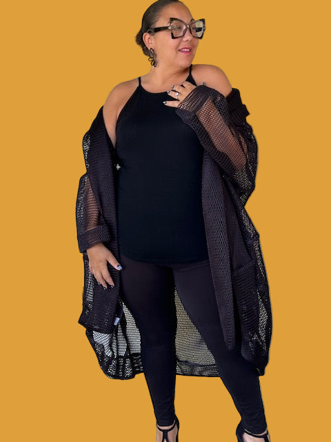 Kedem Irene Black Mesh Coat