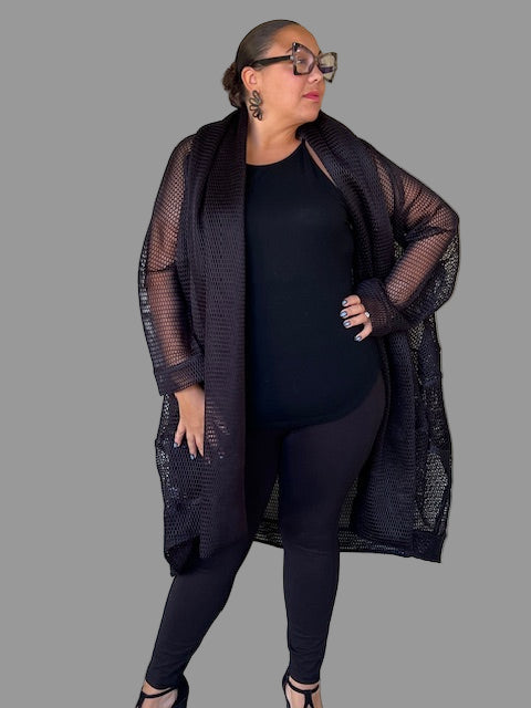 Kedem Irene Black Mesh Coat