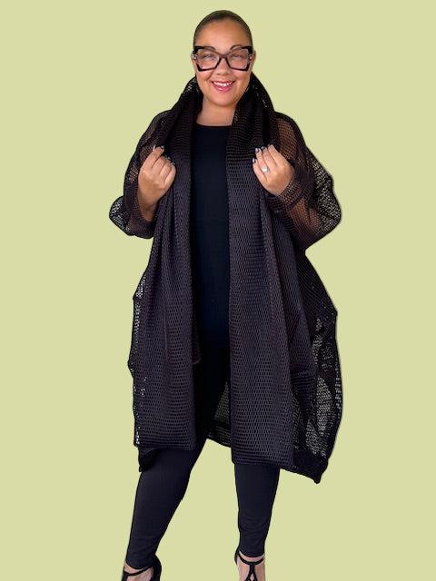 Kedem Irene Black Mesh Coat
