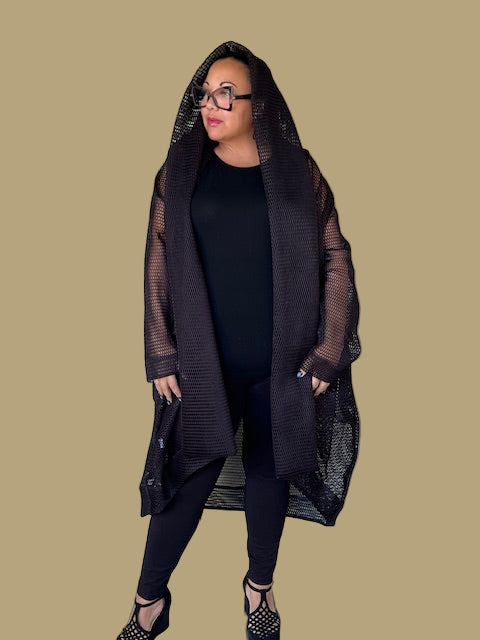 Kedem Irene Black Mesh Coat