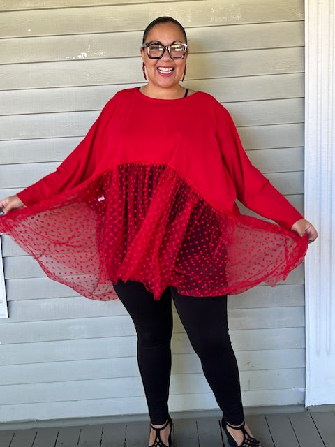 Cheyenne Red Ruffle Top