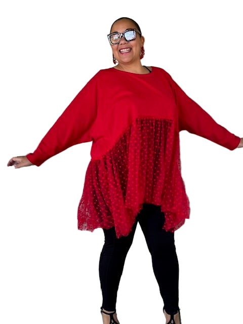 Cheyenne Red Ruffle Top