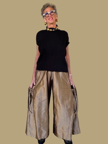 Planet 100% Silk Big Pocket Pants (Bronze)