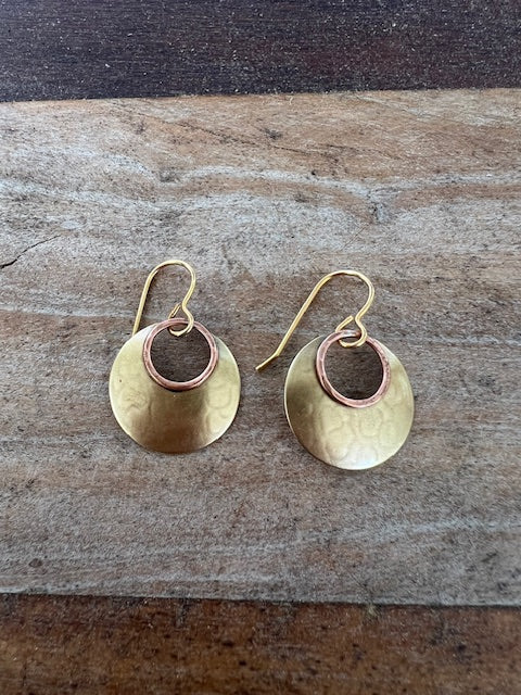 Hand Hammer Brass and Copper Hoops