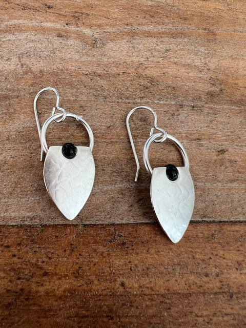 Silver and Onyx Stone Earrings