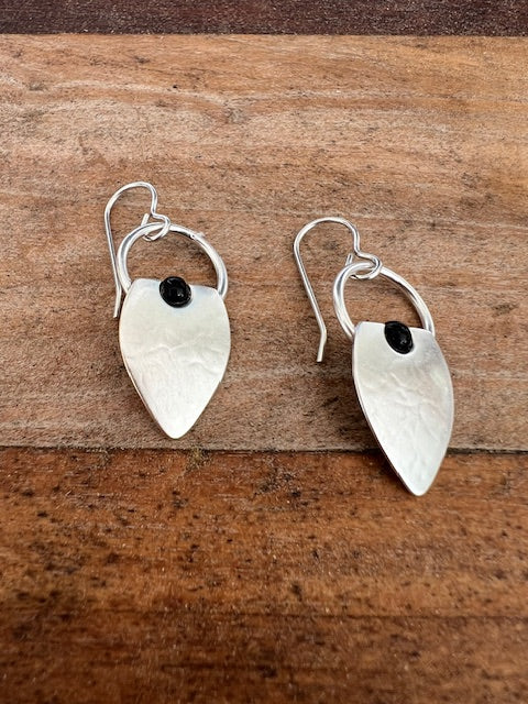 Silver and Onyx Stone Earrings