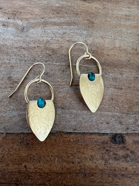 Brass and Turquoise Stone Earrings