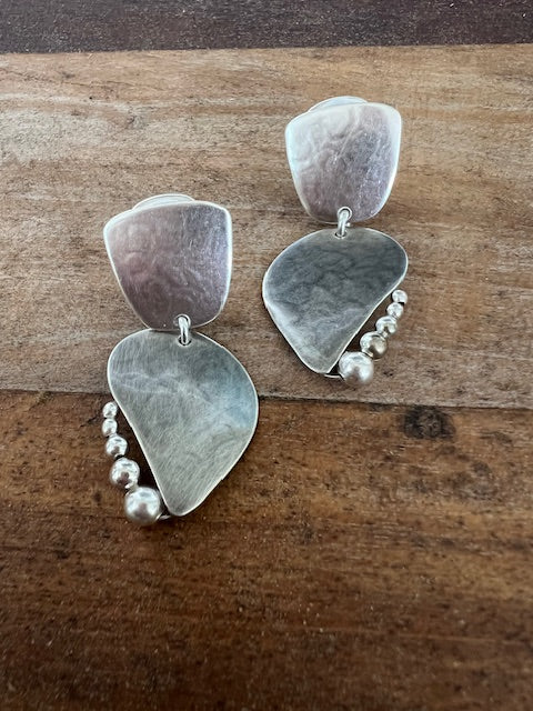 Brushed Silver Antique Clip-On Earrings