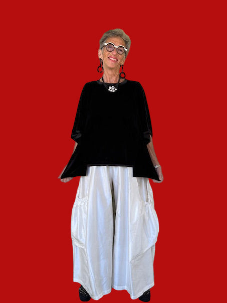 DTH Uneven Hem Stretch Velvet Top