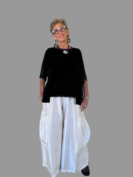 DTH Uneven Hem Stretch Velvet Top