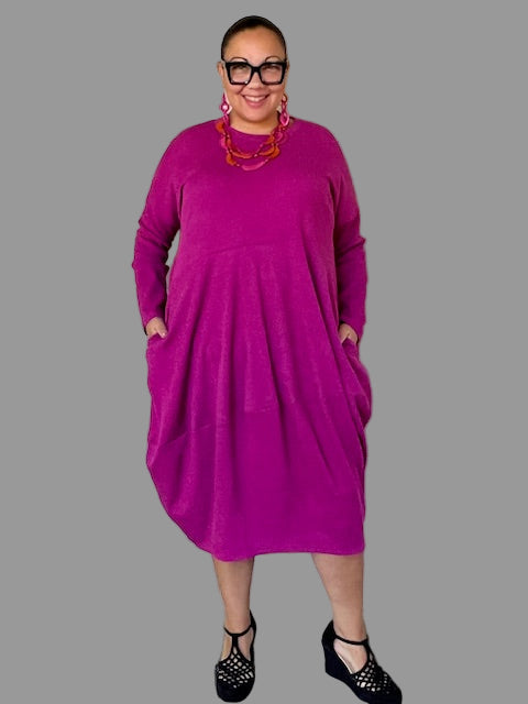 Vanity Couture Fuchsia Dress In Ribbed Knit