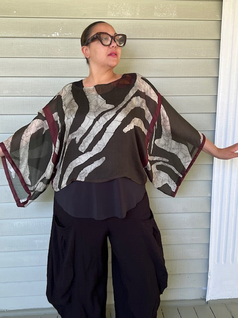 DTH Zebra Print Kimono Top