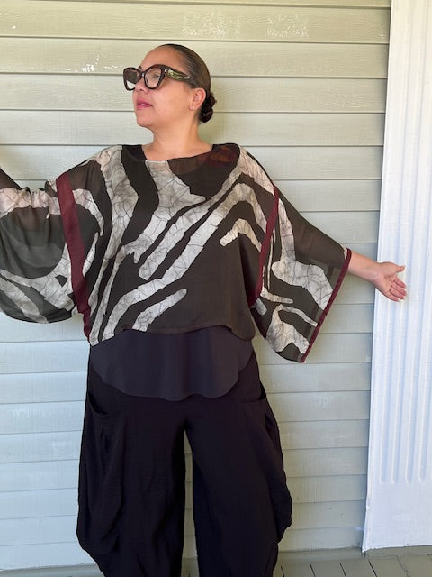 DTH Zebra Print Kimono Top