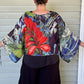 DTH Red Leafy Tropical Print Kimono Top