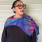 100% Silk Arashi Shibori Scarf -Blue/Greens