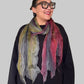 100% Silk Arashi Shibori Scarf -Purples/Yellow