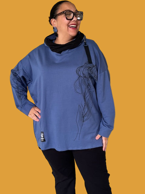 100% Cotton Blue Flower Sweatshirt