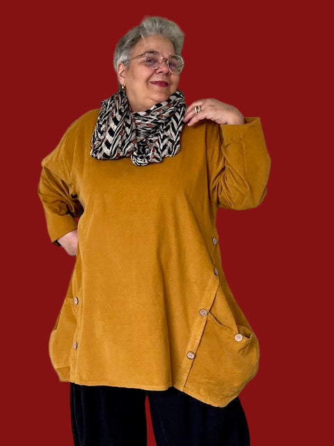 Transparente Corduroy Side Button Top (Black, Red, Mustard, or Green)