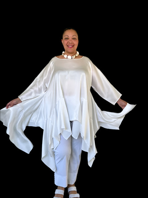 DTH Silk Seersucker Flutter Top