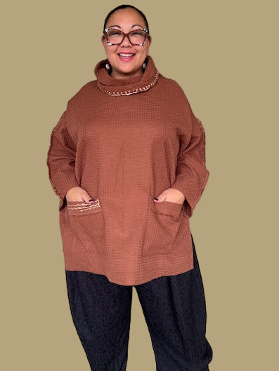 DTH 100% Cotton Cowl Neck Top